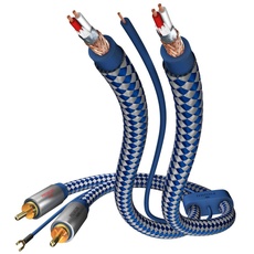 Bild von - 00405107 - Premium Phonokabel (Cinch, RCA)|Separate Masseleitung |0,75m in Blau/Silber | 2-fache Abschirmung - Vollmetallstecker | Kabeldurchmesser: 6,0 mm - moderner Geflechtschirm