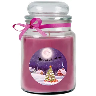 HS Candle "Weihnachten" Duftkerze im Bonbonglas - viele Motive zur Auswahl, Ideale Weihnachtsdeko zur Adventszeit - Lila