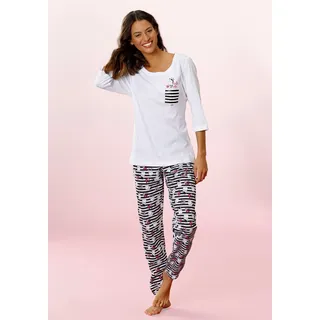 Vivance Dreams Pyjama Set, 2 tlg. mit verspieltem Giraffen-Print, weiß, schwarz