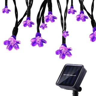 Tuokay Solar Lichterkette Außen 7m 50 LED 8 Modi Wasserdicht LED Außenlichterkette mit Blumen, Dekorative Beleuchtung für Garten Balkon Pavillon Terrasse Rasen Hof Zaun Deko (Lila)