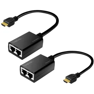 Logilink HD0021 HDMI-Extender-Set Full-HD (über LAN), 30m (1920x1080/60Hz), um HDMI Signale über Netzwerkkabel zu verlängern Schwarz