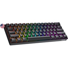 Geeky GK61 60% | Hot Swappable Mechanische Gaming-Tastatur | 61 Tasten Multi Color RGB LED Hintergrundbeleuchtung für PC/Mac Gamer| ANSI US Amerikanisches Layout (Schwarz, Mechanical Red)