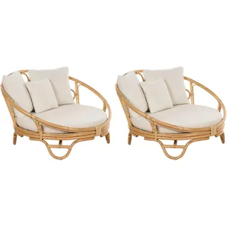 Beliani Sonneninsel 2er Set Rattan beige