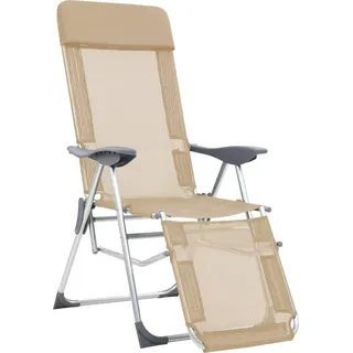 vidaXL Klappbare Liegestühle mit Fußteil 2 Stk. Creme Textilene - Creme