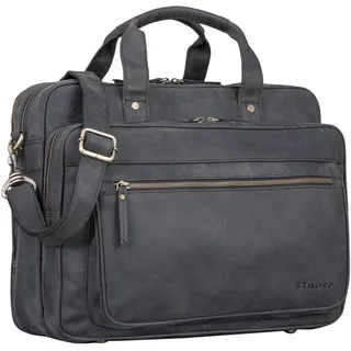 STILORD Herren-Businesstasche aus Leder carbon - große 15,6 Zoll Laptoptasche - Männer-Aktentasche - Vintage Umhängetasche aus Rindsleder 'Walt'