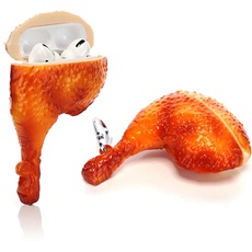 YIGEYI Silikon Hülle Kompatibel mit Airpods Pro Funny Cute 3D Cartoon Case Cover[Simulation Lebensmittelserie] (Chicken Leg)