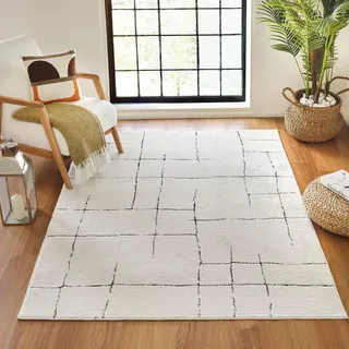 Surya Teppich »PRAGUE«, rechteckig, 8 mm Höhe, Skandi Design, Modern Boho Kurzflor Wohnzimmerteppich, Schlafzimmer - Marmor Teppich groß, weicher Teppich 160x213 cm in Grau, Schwarz Creme