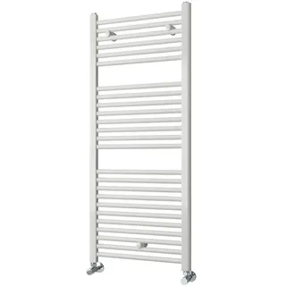 Kibath L484503 Handtuchhalter Heizkörper zur Integration in Heißwasserkreislauf, Stahlrohre mit weiß lackiertem Finish, 1200 x 500, passend für Standardheizungsnetz