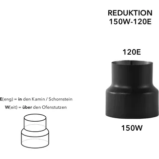 Bertrams Ofenrohrreduktion 150 W-120 E 2 mm UHT-Hydro Schwarz