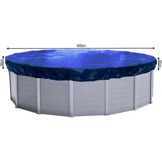 Poolabdeckung Rund für 366-400 cm Pools | Planenmaß Ø 460 cm | Blau | Sommer & Winter Poolplane | Abdeckplane 200 g/m2 PE | Zweifach Beschichtete Abdeckung | UV-Resistent - Blau