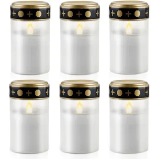 6 Stück Grablichter LED, Wasserdichte Grabkerze, Grablampe für Draußen, Batteriebetriebene Friedhofskerze (Nicht im Lieferumfang enthalten) (Weiß)