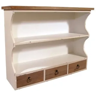 Wandregal Provence 80cm breit 3 Schubladen Holz Landhaus Stil Vintage Look Regal NEU