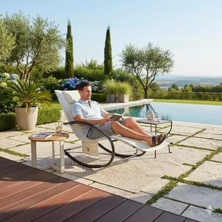 Schaukelliege Sonnenliege Liegestuhl Relaxliege Gartenliege Liege Swing Beige - Beige