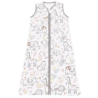 Chilsuessy Sommerschlafsack Baby Schlafsack Kleine Kinder Schlafanzug ohne Ärmel für Sommer und Frühling 100% Baumwolle, Bemalte Tiere, 90/Baby Höhe 90-105cm