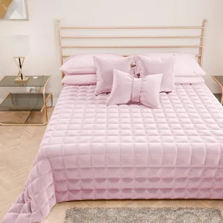 PETTI Artigiani Italiani - Steppdecke für Einzelbetten aus weichem und warmem Samt, Frühlings- und Herbst-Steppdecke, für Einzelbett, Rosa, 100% Made in Italy