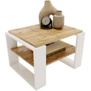 CraftPAK Couchtisch Holzwerkstoff rechteckig stabil Kiefer Milford 44/54/63cm , Kiefer Milford, Weiß , Rechteckig , 63x44x54 cm , Wohnzimmer, Wohnzimmertische, Couchtische