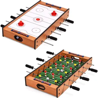 COSTWAY 2 in 1 Spieltisch, Multifunktionsspieltisch aus Holz, Multi-Spieltisch, Air Hockeytisch und Tischkicker, perfekt fuer Spielzimmer, Bars, Partys, fuer Erwachsene und Kinder