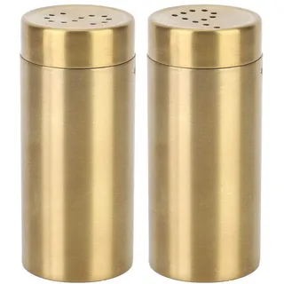 Nikou Pfefferstreuer, 2 Stück Gewürzglas Edelstahl Gewürz Salz- und Pfefferstreuer Set Gewürzglas Flasche für Salzzucker Haushaltsküche, Gewürzdosen Aufbewahrung (Gold)