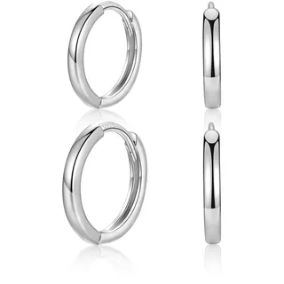 MASOP Ohrringe Silber Set,Creolen Silber 925 Stecker 8/10mm Damen Frauen Mädchen Herren