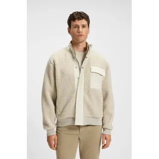 Blouson BOSS ORANGE "Ze cozysolid", Herren, Gr. XXL, light beige271, Plüsch, Obermaterial: 100% Polyester, unifarben, regular fit normal, hoch geschlossener Ausschnitt, Bündchen, Jacken Blouson, Teddy Fell Fleece Kuschel Plüsch Jacke