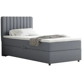 panda möbel gmbh Boxspringbett 90x200 EVEREST, mit Topper, mit Bettkästen, Einzelbett, , Panda Möbel - Grau