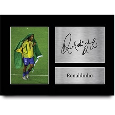 HWC Trading Ronaldinho A4 Ungerahmt Signiert Gedruckt Autogramme Bild Druck-Fotoanzeige Geschenk Für Brazil Fußball Fans