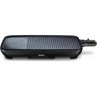 Tefal Tischgrill Malaga, Elektrogrill, regelbarer Thermostat, antihaftbeschichtete Grillplatte, 2/3 Grill, 1/3 Teppanyaki, abnehmbares Kabel, Platte und Abtropfschale spülmaschinenfest, 2000W, TG3918
