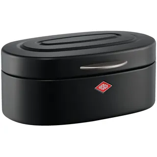 Wesco Single Elly Brotkasten in der Farbe mattschwarz, pulverbeschichtetes Stahlblech, Lüftungslöcher und stabiler Handgriff