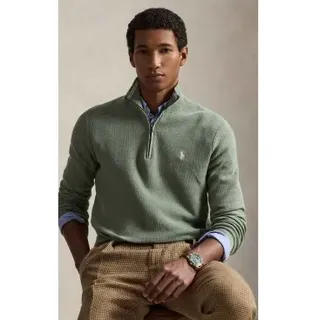 Polo Ralph Lauren für Herren. 710932304532 Grüner Strickpullover aus Baumwolle und Pikee (S), Lässig, Klassisch