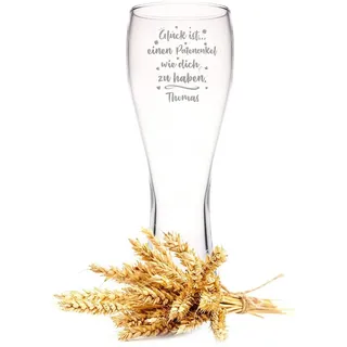 GRAVURZEILE Leonardo Weizenglas mit Gravur - Glück ist einen Patenonkel wie dich zu haben - Personalisiert mit Name - Geschenke für Paten - 0,5l - Bierglas als Geschenk für Männer - Farbe: Patenonkel