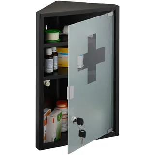 Relaxdays Medizinschrank , Metall, Glas , 30x45x17.5 cm , Badezimmer, Badmöbel, Medizinschränke