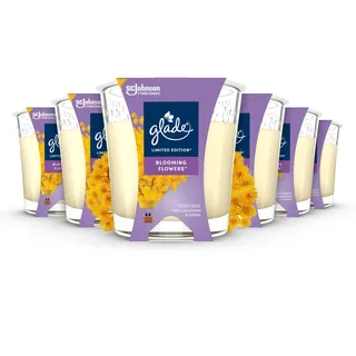 Glade Duft-Kerze im Glas, 6er Pack, Blooming Flowers, bis zu 27 Stunden Brenndauer (6 x 112g)