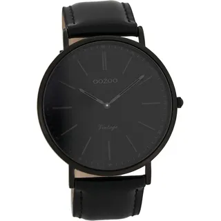Oozoo Herren Damen Armbanduhr schwarz Analog Vintage Series Lederarmband D2UOC7301