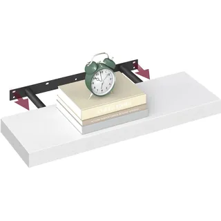 VASAGLE Wandregal, Schweberegal, Regalbrett, 20 x 60 x 3,8 cm, Wandboard für Bilderrahmen, Deko, Regal für Wohnzimmer, Arbeitszimmer, Küche, schneeweiß LWS026WE01
