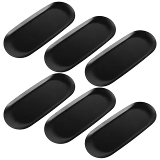 STARVAST 6 Stück Tablett - Deko Tablett Schwarz - Edelstahl-Deko Tablett - 23 x 9,5 cm Oval - Tablett Serviertablett für Desserts, Kosmetik, Schmuck, Kerzen, Schlüssel