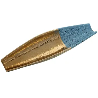 Alexandra House Living Tischmitte, Blau, Gold, 35 x 11 x 5 cm