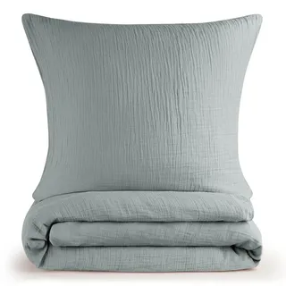 Blumtal Musselin Blau 135 x 200 cm + 80 x 80 cm