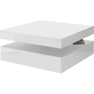 Forte Couchtisch mit drehbarer Tischplatte Weiß Hochglanz 78 x 35 x 78 cm
