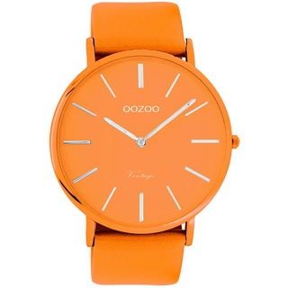 Oozoo Vintage Herrenuhr Colors of The Summer mit Lederband Flach 44 MM Orange C9880