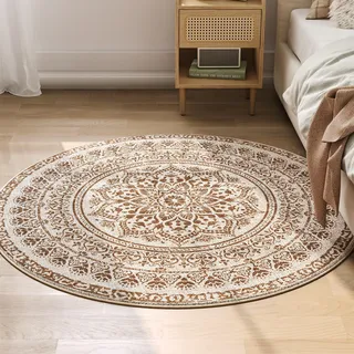 songmics home Teppich rund 120 x 120 cm cappuccinobeige