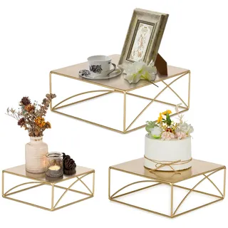 NUPTIO Tortenständer Cupcake Ständer Aufsteller: Set 3 Gold Kuchenständer Hochzeitstortenständer Metall Platz Tortenetagere Podest Cake Stand Unterlage Party Wedding Deko Weihnacht Geburtstag