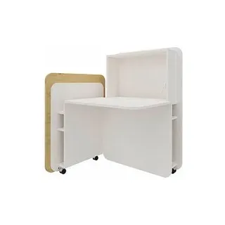 fm FLATup  Sekretär diamantweiß/ wildeiche rechteckig, weiß 107,0 x 41,5 - 91,0 cm