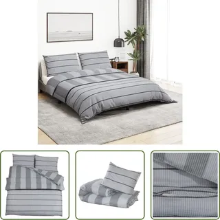 The Living Store Bettwäsche-Set Grau 200x220 cm Baumwolle - Grau