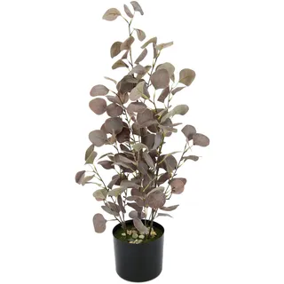 Flair Flower Künstliche Pflanze Eukalyptus im Topf Deko Strauch Busch Eukalyptusstamm natürliche Eukalyptusblätter Kunstpflanzen Kunstblume Künstlich Grünpflanzen Silber Dollar Blätter Deko Balkon Garten Grau