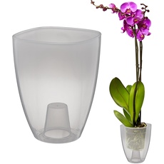 VERDENIA KAJA Orchideentopf – Minimalistisches Design – Leicht, für den Innenbereich, Hochwertiges Polypropylen, Transparente Oberfläche – Praktisch und Funktional – 12x12x17cm – Transparent