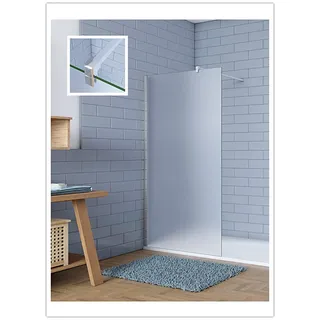 Aica Sanitär Walk in Dusche 70cm Duschabtrennung Duschwand 10mm Milchglas mit Glasschutzfolie H.200cm