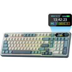 RK ROYAL KLUDGE S98 Mechanische Tastatur mit Smart Display & Knopf, Top Mount 96% Kabellose Mechanische Tastatur BT/2.4G/USB-C, Hot-Swap-fähige, Software-Unterstützung, Massiver Akku, 98 Tasten