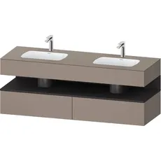 Duravit Qatego Einbauwaschtisch mit Konsolenwaschtischunterbau, 1600x550x600mm, Nische Graphit Supermatt, Doppelwaschtisch, QA4797080, Farbe: Basalt Matt/mit Nischenbeleuchtung