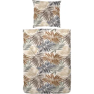 Primera Mako-Satin Bettwäsche Boho Blau 135 x 200 cm + 80 x 80 cm