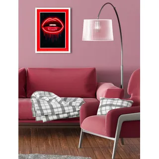 queence Bild mit Rahmen »Lippen, Neon, Neonlicht« Bilder von Frauen   Erotische Bilder   Kiss   Kunst 1 Stk. tlg. Poster mit buntem Acrylglas Passepartout, rot